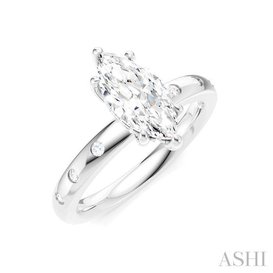 ASHI Marquise Shape Semi-Mount Diamond Engagement Ring 196B8PPFHWG-SM-MQ1
