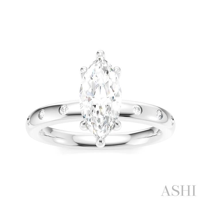ASHI Marquise Shape Semi-Mount Diamond Engagement Ring 196B8PPFHWG-SM-MQ1