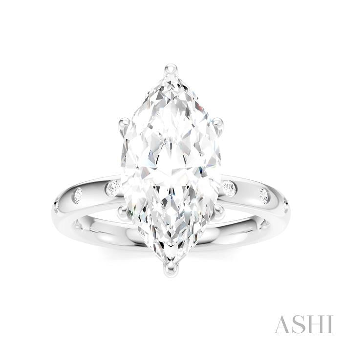 ASHI Marquise Shape Semi-Mount Diamond Engagement Ring 196B8PPFHWG-SM-MQ3