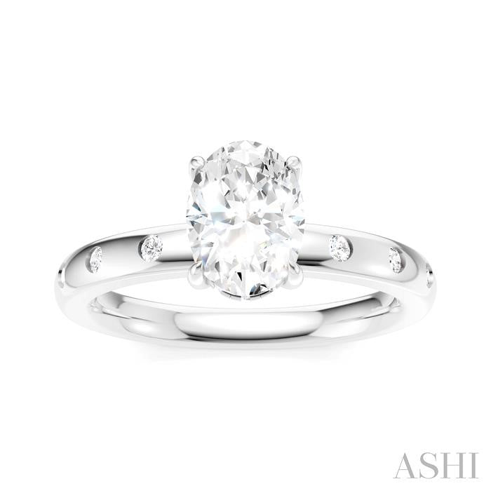ASHI Oval Shape Semi-Mount Diamond Engagement Ring 196B8PPFHWG-SM-OV1