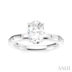 ASHI Oval Shape Semi-Mount Diamond Engagement Ring 196B8PPFHWG-SM-OV1