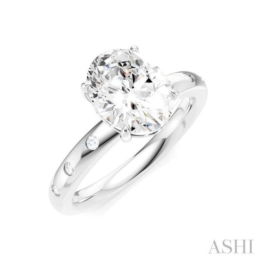 ASHI Oval Shape Semi-Mount Diamond Engagement Ring 196B8PPFHWG-SM-OV2