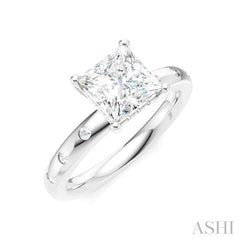 ASHI Princess Shape Semi-Mount Diamond Engagement Ring 196B8PPFHWG-SM-PN1