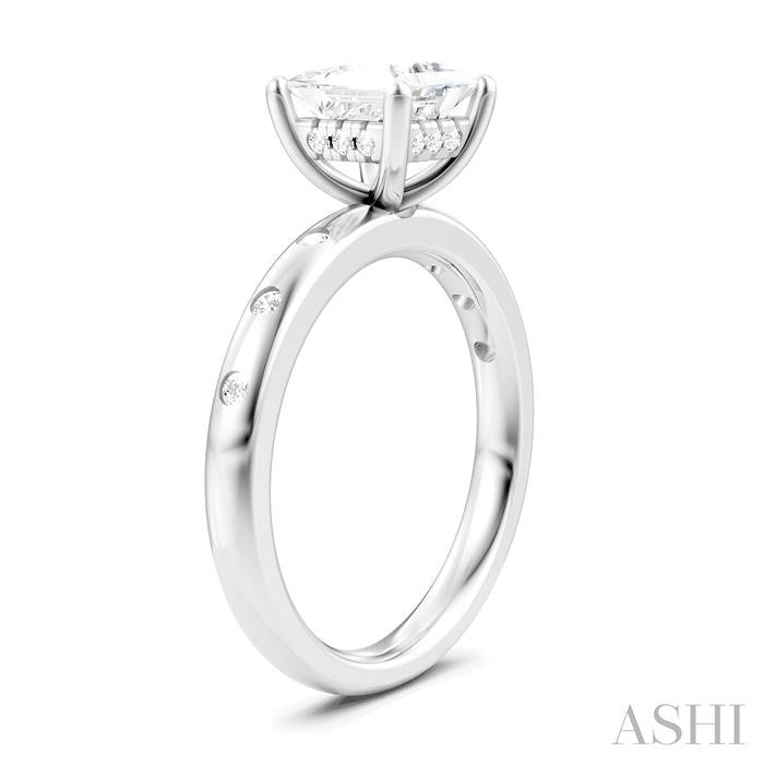 ASHI Princess Shape Semi-Mount Diamond Engagement Ring 196B8PPFHWG-SM-PN1