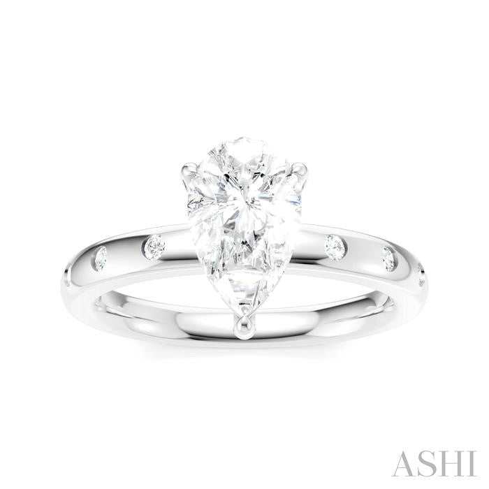 ASHI Pear Shape Semi-Mount Diamond Engagement Ring 196B8PPFHWG-SM-PR1