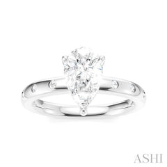ASHI Pear Shape Semi-Mount Diamond Engagement Ring 196B8PPFHWG-SM-PR1
