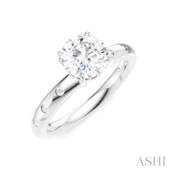 ASHI Round Shape Semi-Mount Diamond Engagement Ring 196B8PPFHWG-SM-RD1