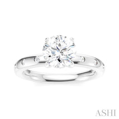 ASHI Round Shape Semi-Mount Diamond Engagement Ring 196B8PPFHWG-SM-RD1