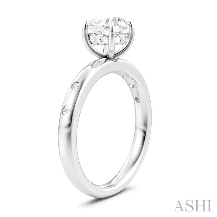 ASHI Round Shape Semi-Mount Diamond Engagement Ring 196B8PPFHWG-SM-RD1