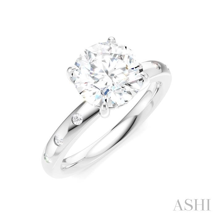 ASHI Round Shape Semi-Mount Diamond Engagement Ring 196B8PPFHWG-SM-RD2