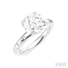 ASHI Round Shape Semi-Mount Diamond Engagement Ring 196B8PPFHWG-SM-RD2