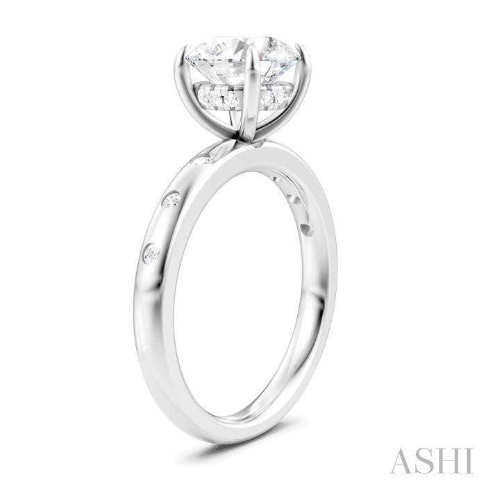 ASHI Round Shape Semi-Mount Diamond Engagement Ring 196B8PPFHWG-SM-RD2
