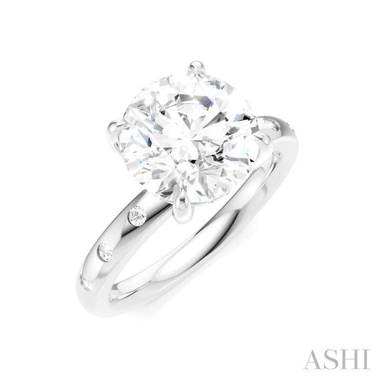 ASHI Round Shape Semi-Mount Diamond Engagement Ring 196B8PPFHWG-SM-RD3