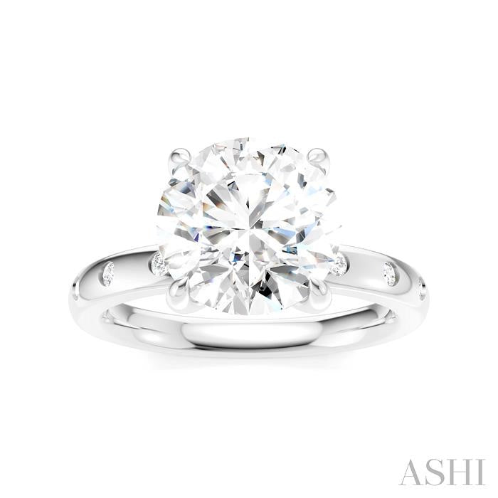 ASHI Round Shape Semi-Mount Diamond Engagement Ring 196B8PPFHWG-SM-RD3