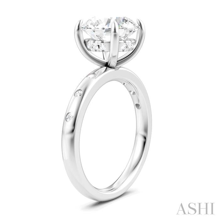 ASHI Round Shape Semi-Mount Diamond Engagement Ring 196B8PPFHWG-SM-RD3