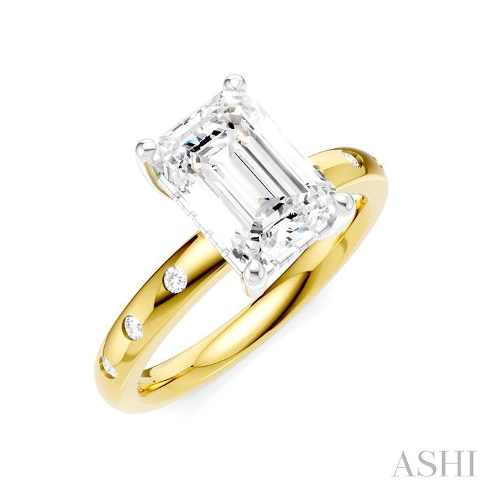 ASHI Emerald Shape Semi-Mount Diamond Engagement Ring 196B8PPFHYW-SM-EM2