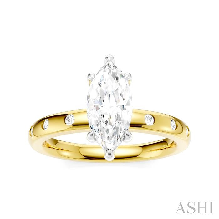 ASHI Marquise Shape Semi-Mount Diamond Engagement Ring 196B8PPFHYW-SM-MQ1