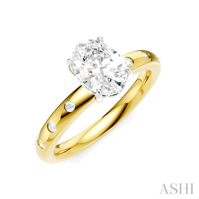 ASHI Oval Shape Semi-Mount Diamond Engagement Ring 196B8PPFHYW-SM-OV1