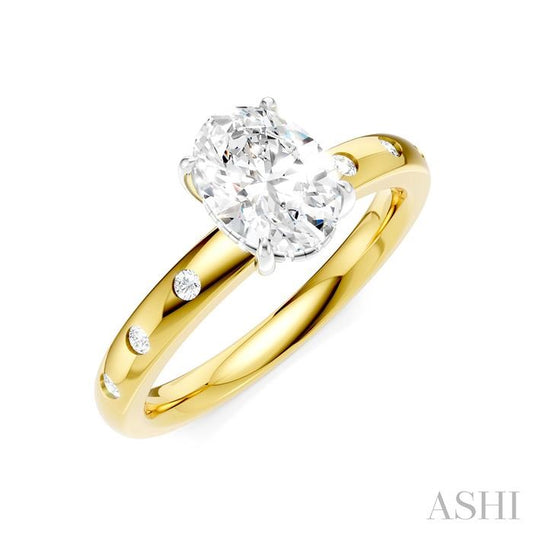 ASHI Oval Shape Semi-Mount Diamond Engagement Ring 196B8PPFHYW-SM-OV1