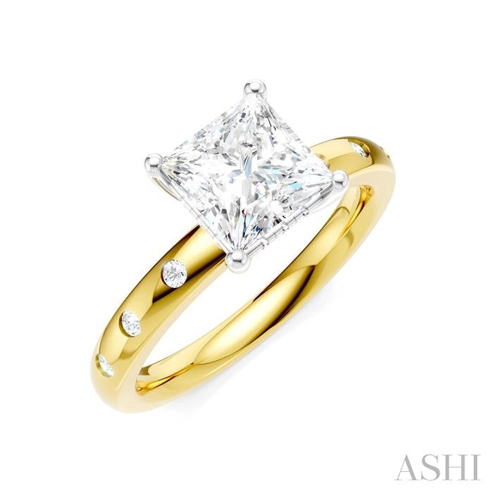 ASHI Princess Shape Semi-Mount Diamond Engagement Ring 196B8PPFHYW-SM-PN1