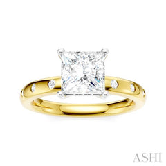 ASHI Princess Shape Semi-Mount Diamond Engagement Ring 196B8PPFHYW-SM-PN1