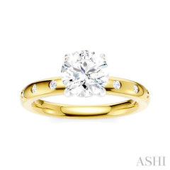 ASHI Round Shape Semi-Mount Diamond Engagement Ring 196B8PPFHYW-SM-RD1