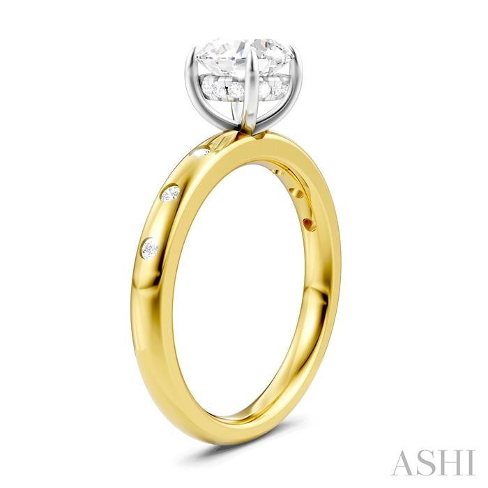 ASHI Round Shape Semi-Mount Diamond Engagement Ring 196B8PPFHYW-SM-RD1