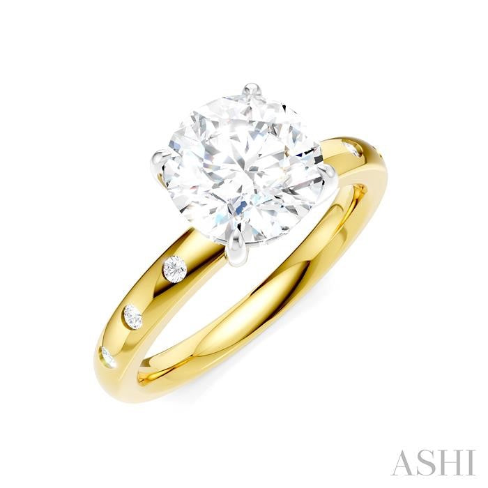 ASHI Round Shape Semi-Mount Diamond Engagement Ring 196B8PPFHYW-SM-RD2