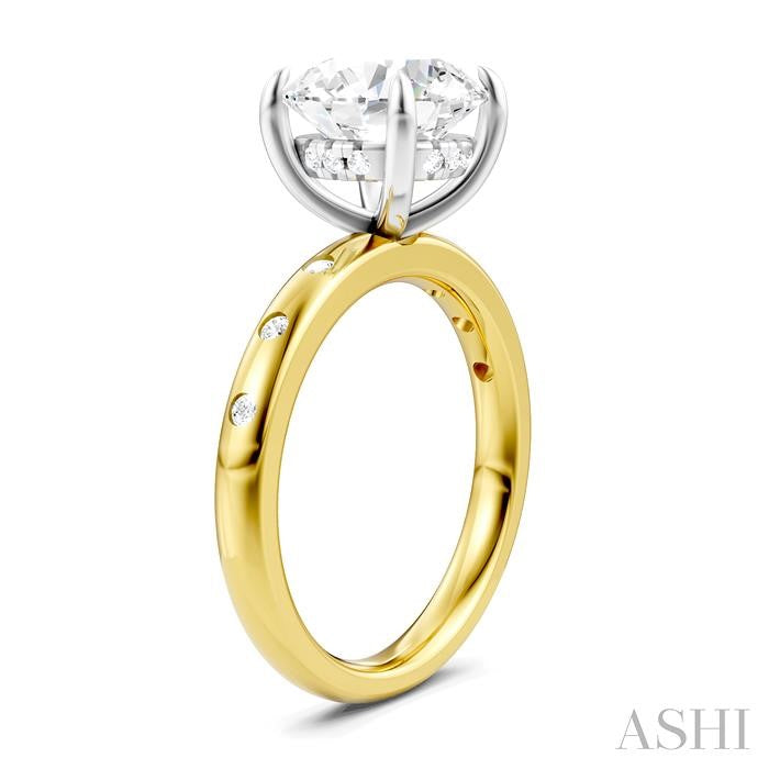 ASHI Round Shape Semi-Mount Diamond Engagement Ring 196B8PPFHYW-SM-RD3