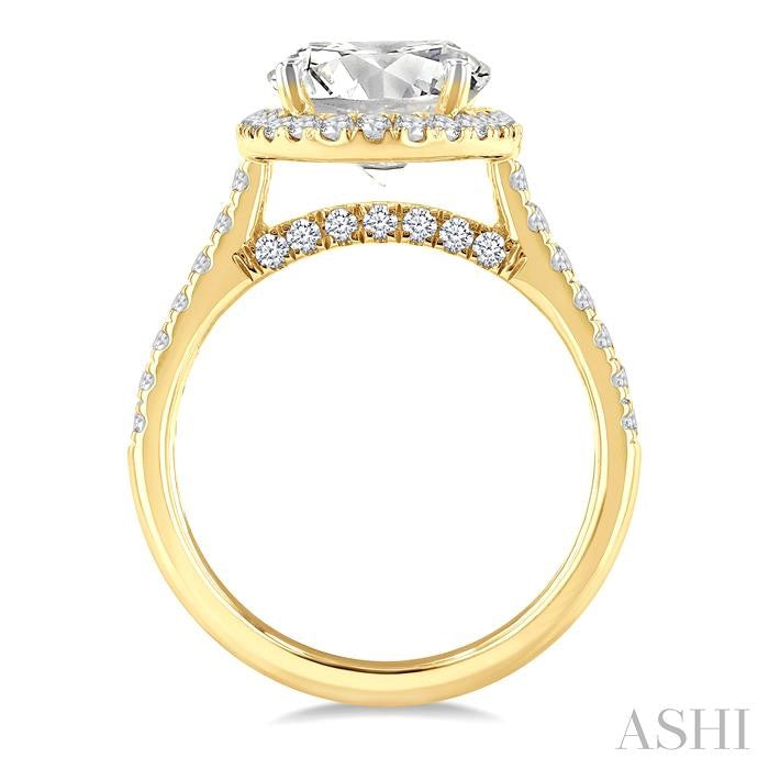 ASHI Oval Shape Semi-Mount Halo Diamond Engagement Ring 197A3PPFHYG-SM-OV2