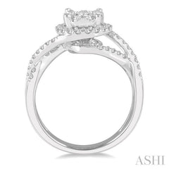 ASHI Round Shape Halo Lovebright Diamond Engagement Ring 19883PPFGWG-LE