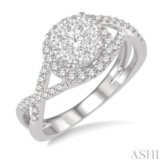 ASHI Round Shape Halo Lovebright Diamond Engagement Ring 19883PPFVWG-LE