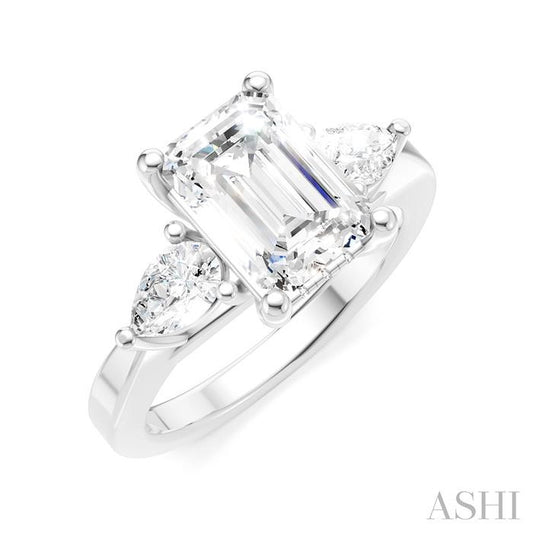 ASHI Emerald Shape Semi-Mount Diamond Engagement Ring 198A3PPFHWG-SM-EM2