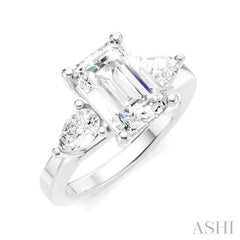 ASHI Emerald Shape Semi-Mount Diamond Engagement Ring 198A3PPFHWG-SM-EM2