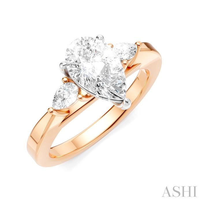 ASHI Pear Shape Semi-Mount Diamond Engagement Ring 198A6PPFHPW-SM-PR1