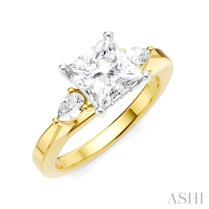 ASHI Princess Shape Semi-Mount Diamond Engagement Ring 198A6PPFHYW-SM-PN1