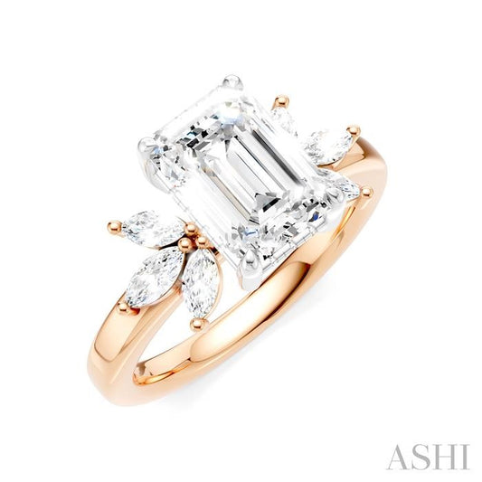 ASHI Emerald Shape Semi-Mount Diamond Engagement Ring 198B3PPFHPW-SM-EM2