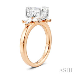 ASHI Emerald Shape Semi-Mount Diamond Engagement Ring 198B3PPFHPW-SM-EM2