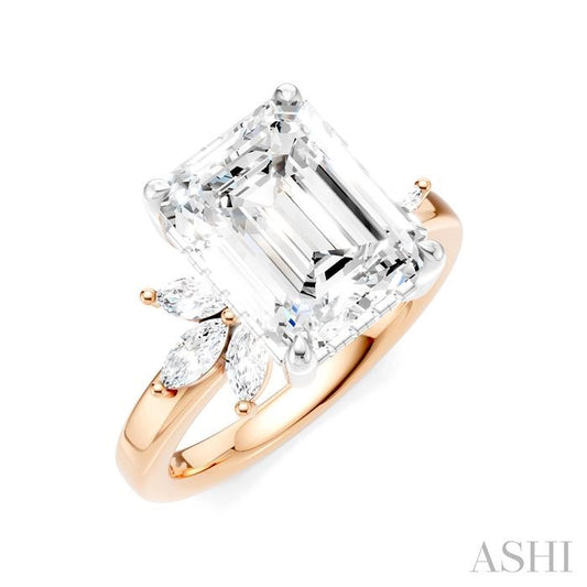 ASHI Emerald Shape Semi-Mount Diamond Engagement Ring 198B3PPFHPW-SM-EM3