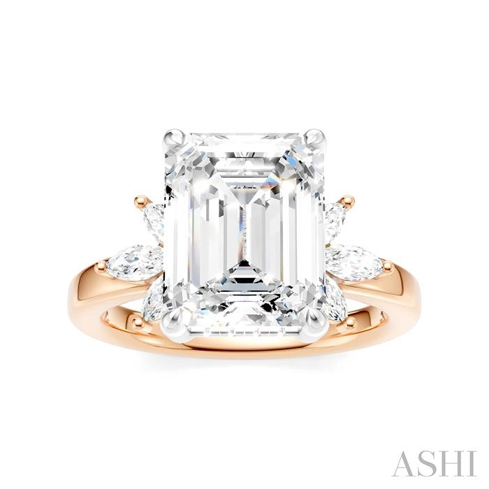 ASHI Emerald Shape Semi-Mount Diamond Engagement Ring 198B3PPFHPW-SM-EM3