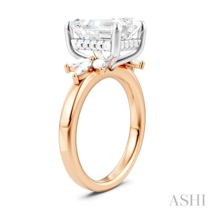 ASHI Emerald Shape Semi-Mount Diamond Engagement Ring 198B3PPFHPW-SM-EM3