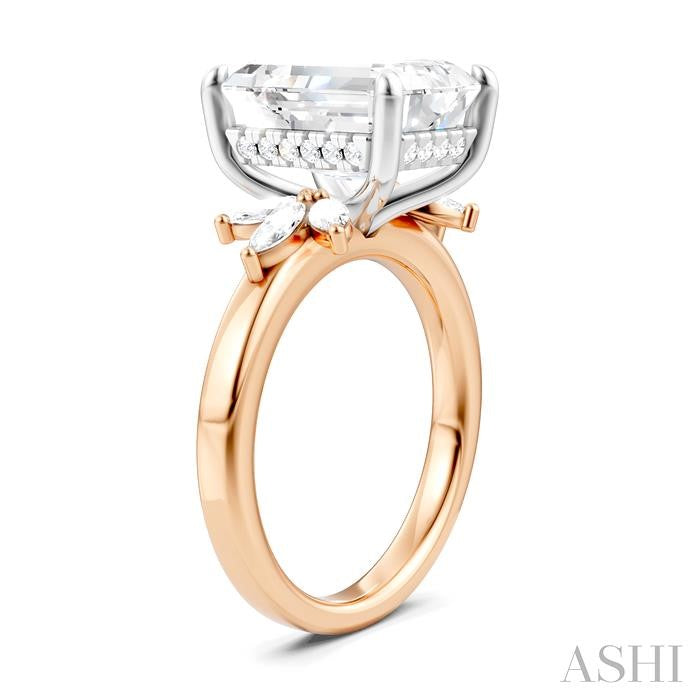 ASHI Emerald Shape Semi-Mount Diamond Engagement Ring 198B3PPFHPW-SM-EM4