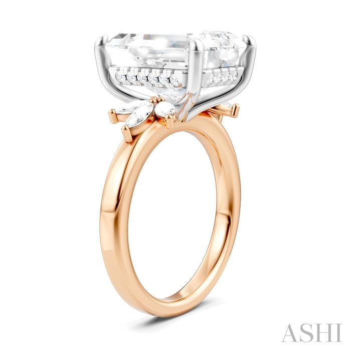 ASHI Emerald Shape Semi-Mount Diamond Engagement Ring 198B3PPFHPW-SM-EM5