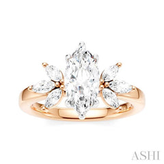 ASHI Marquise Shape Semi-Mount Diamond Engagement Ring 198B3PPFHPW-SM-MQ1