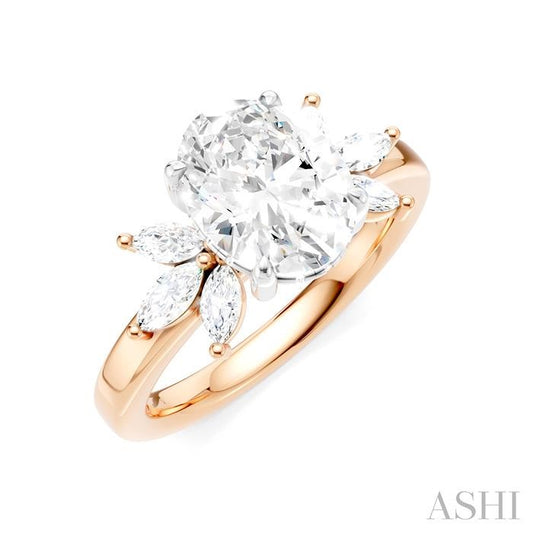 ASHI Oval Shape Semi-Mount Diamond Engagement Ring 198B3PPFHPW-SM-OV2