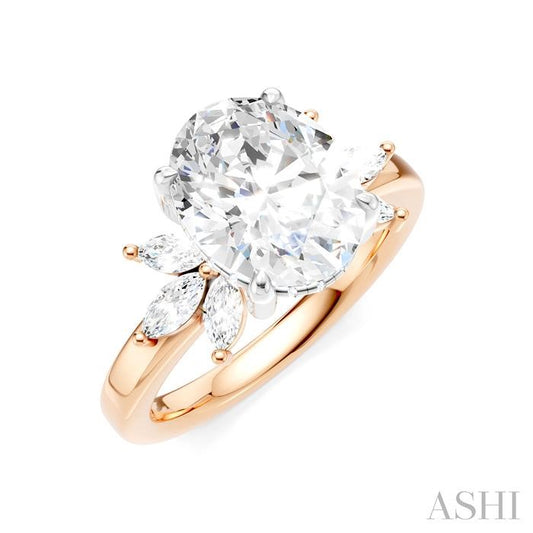 ASHI Oval Shape Semi-Mount Diamond Engagement Ring 198B3PPFHPW-SM-OV3
