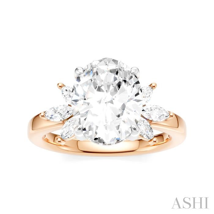 ASHI Oval Shape Semi-Mount Diamond Engagement Ring 198B3PPFHPW-SM-OV3