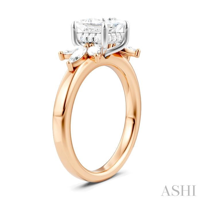 ASHI Princess Shape Semi-Mount Diamond Engagement Ring 198B3PPFHPW-SM-PN1