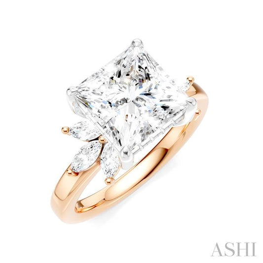 ASHI Princess Shape Semi-Mount Diamond Engagement Ring 198B3PPFHPW-SM-PN3