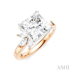 ASHI Princess Shape Semi-Mount Diamond Engagement Ring 198B3PPFHPW-SM-PN3